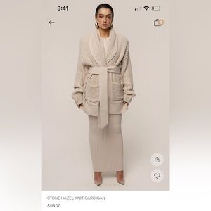 Stone Hazel Knit Cardigan with Belt